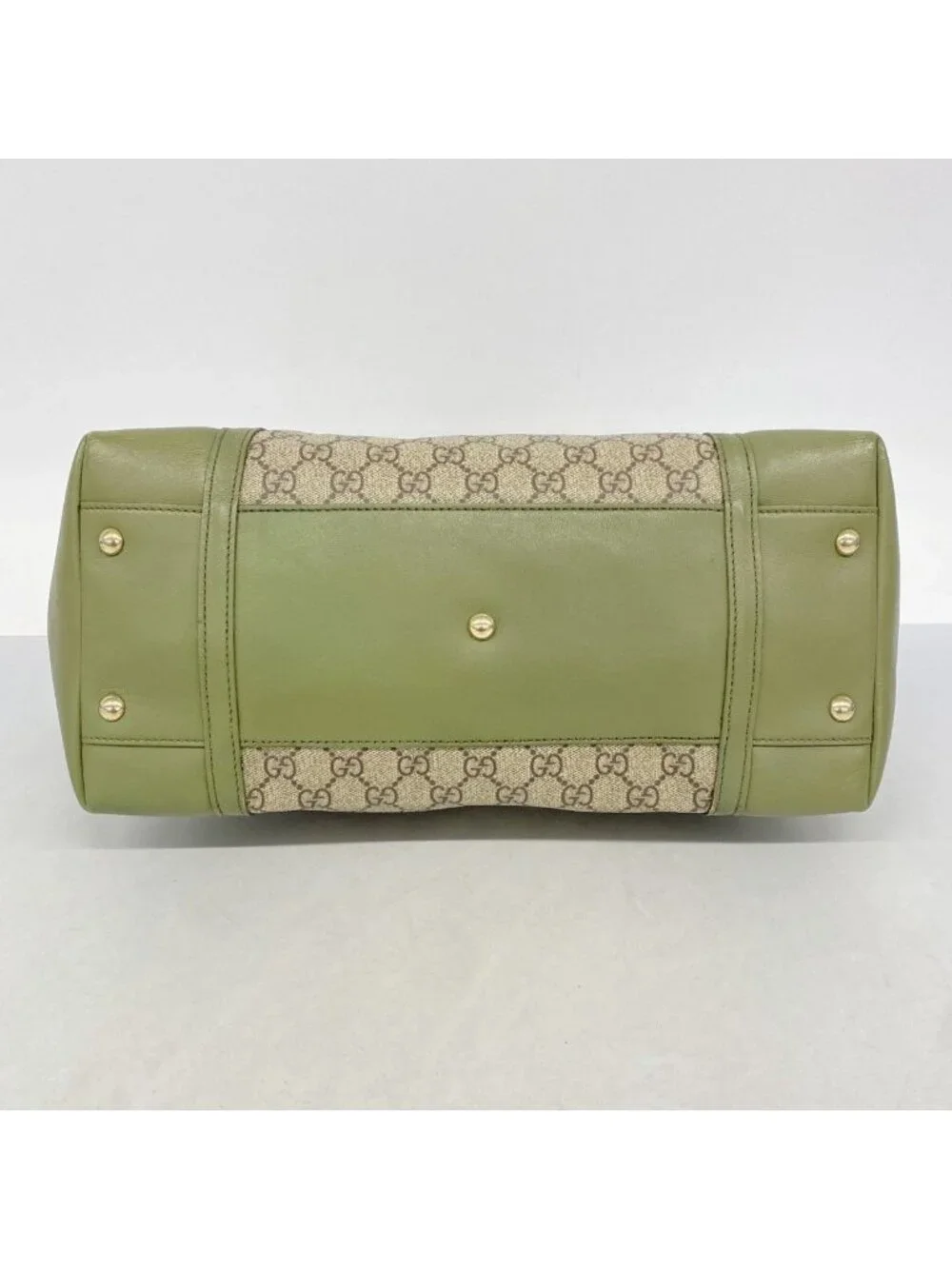 Gucci Handbag GG Supreme Brown Green Gold